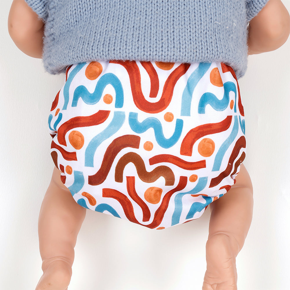 Cheerful Abstract Reusable Cloth Nappy | One Size Fits 3~17kg