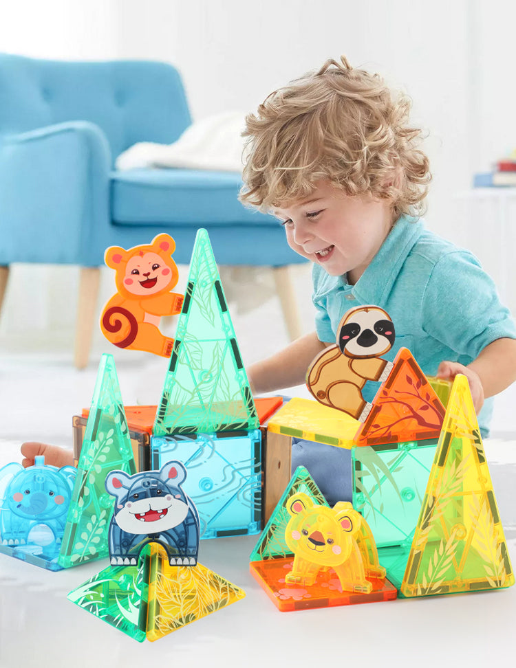 Magnetic Tiles Prairie Animals 56 Pcs Set