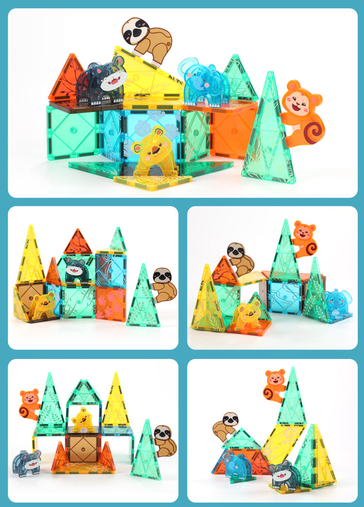 Magnetic Tiles Prairie Animals 56 Pcs Set