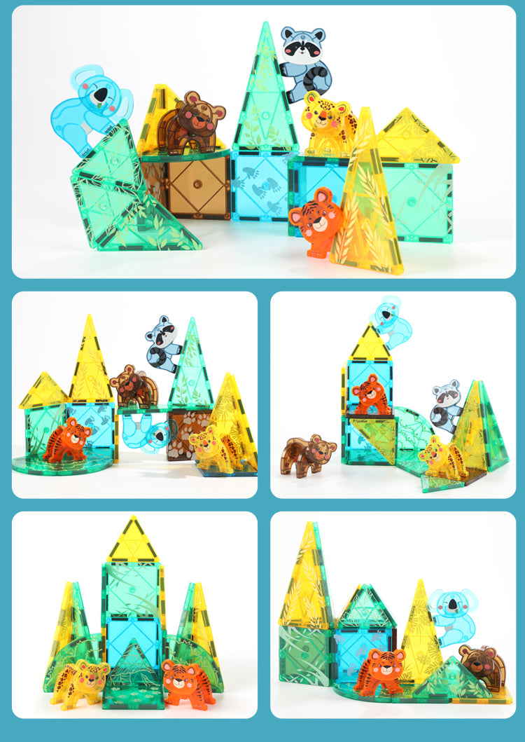 Magnetic Tiles Prairie Animals 56 Pcs Set