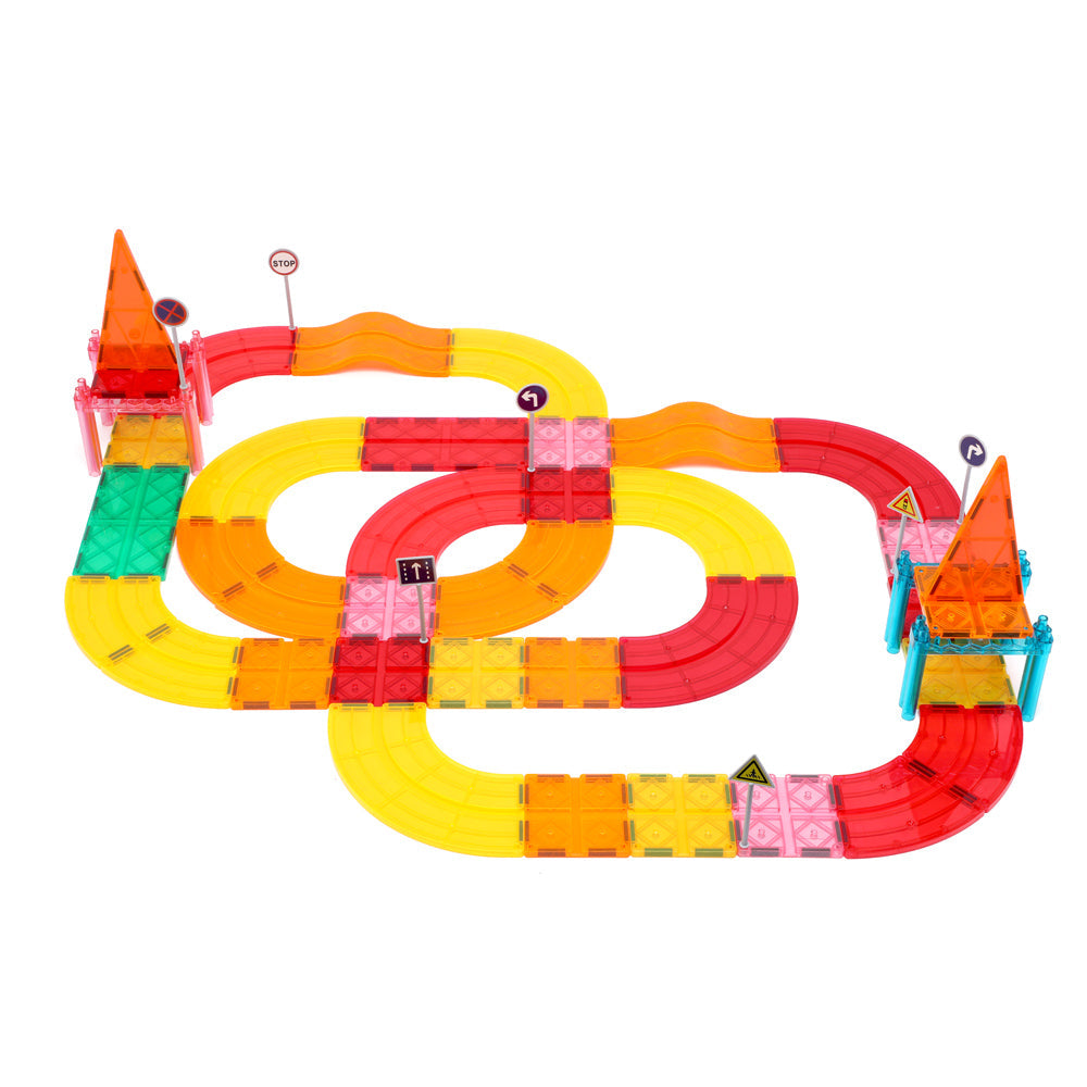 150 Pcs Magnetic Tiles Racing Car Set