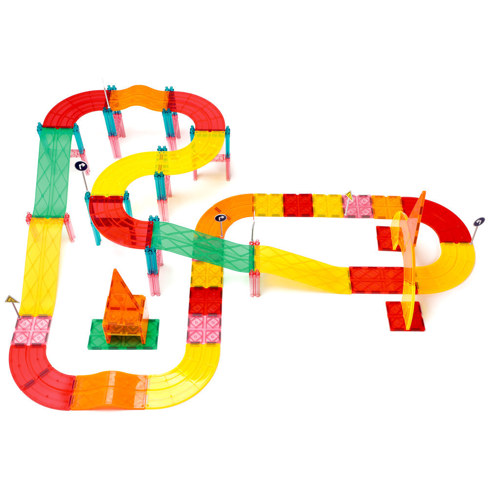 150 Pcs Magnetic Tiles Racing Car Set