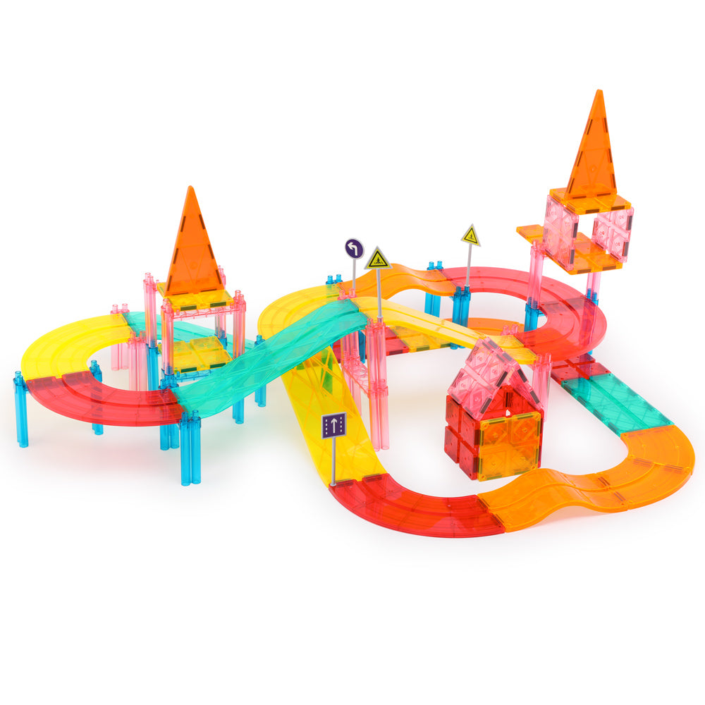 150 Pcs Magnetic Tiles Racing Car Set