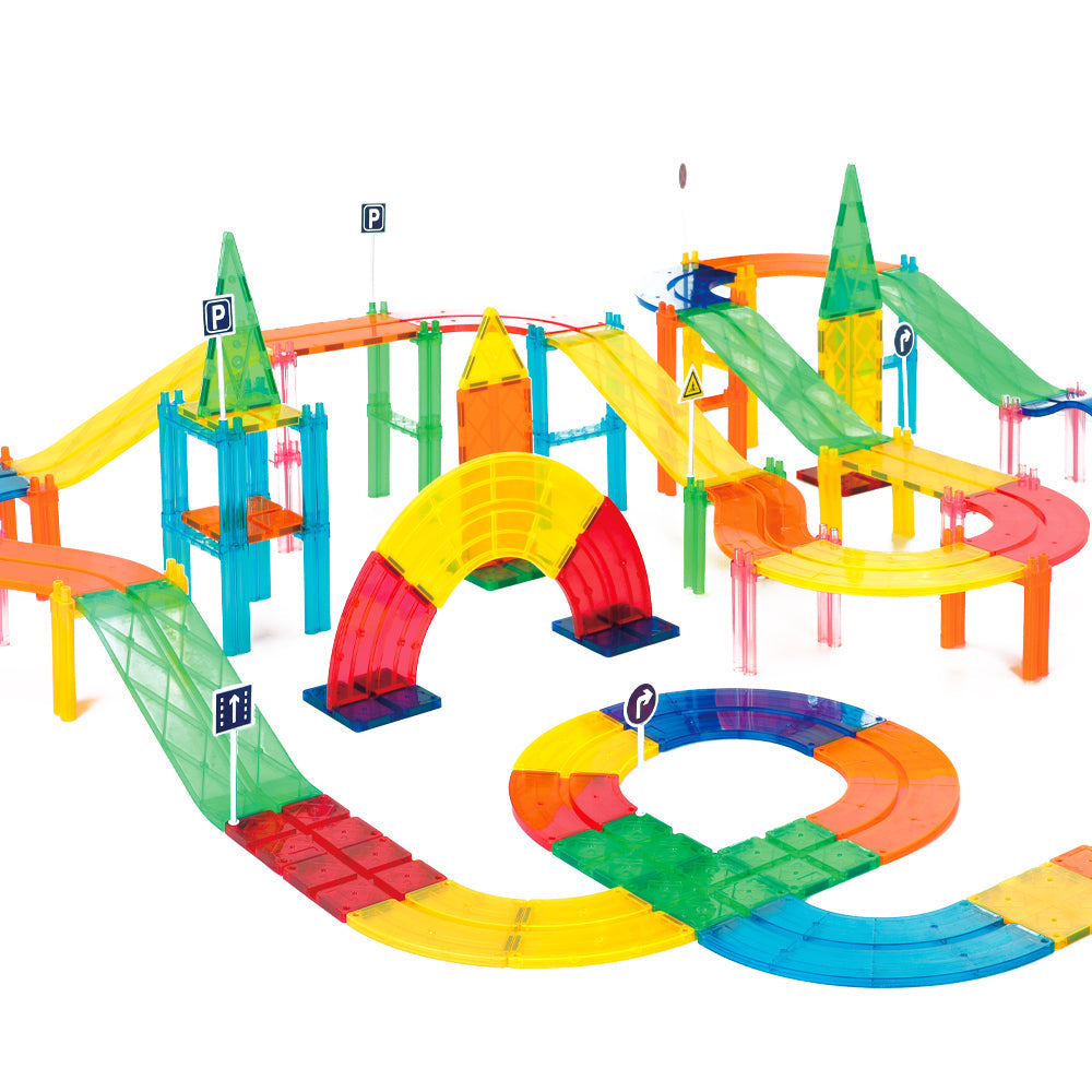 150 Pcs Magnetic Tiles Racing Car Set