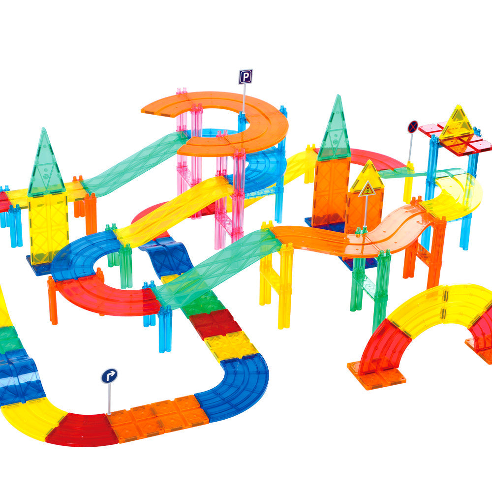 150 Pcs Magnetic Tiles Racing Car Set