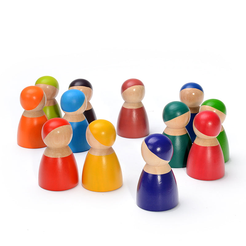 Prism Play 12-Piece Wooden Rainbow People Set