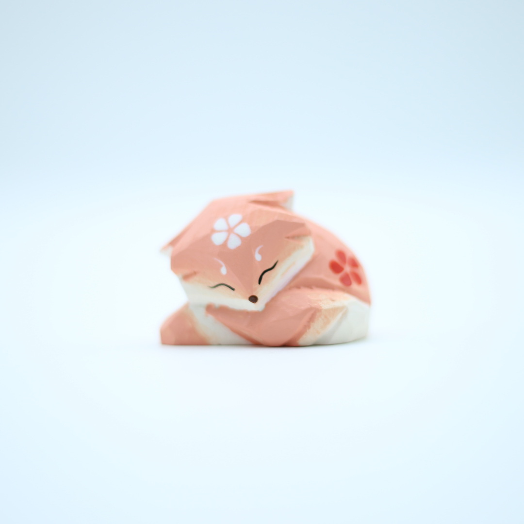 Hand Carved Wooden Fox - 5cm