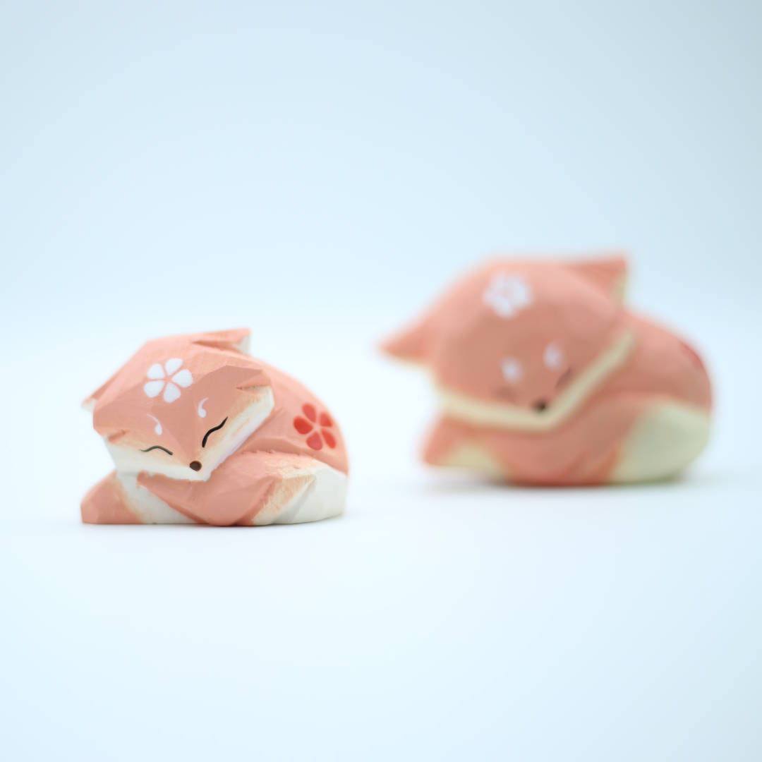 Hand Carved Wooden Fox - 5cm