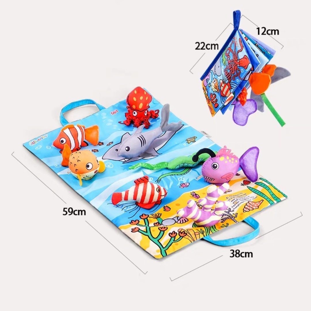 JollyBaby Take-Along Play Mat with Cloth Book - Ocean(Gift box)