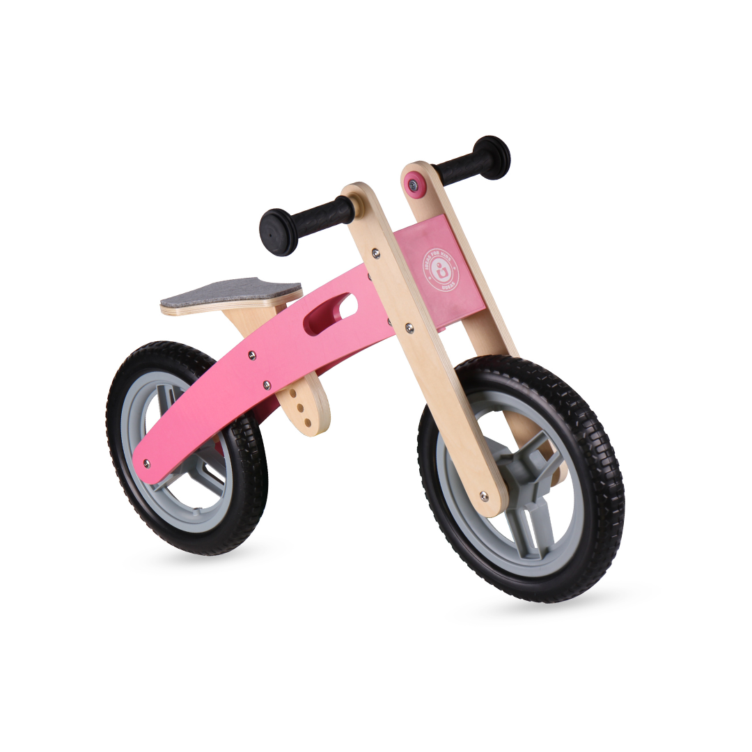 Pink wooden outlet balance bike