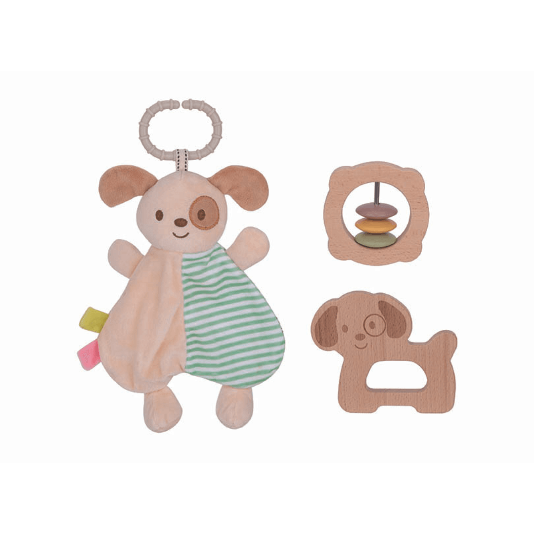 Tooky Toy's Baby Comforter Rattle Gift Set - Puppy Dog