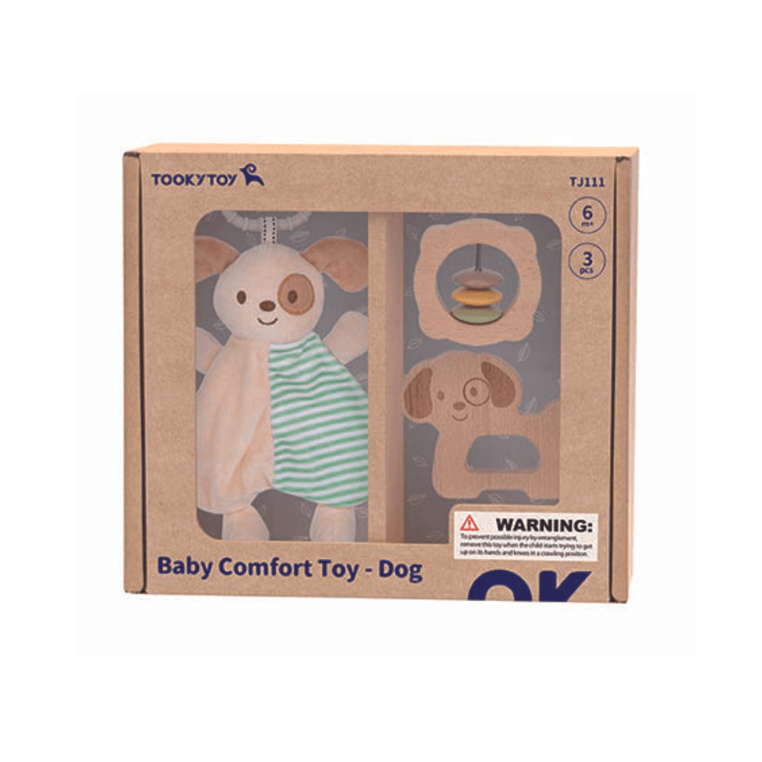 Tooky Toy's Baby Comforter Rattle Gift Set - Puppy Dog