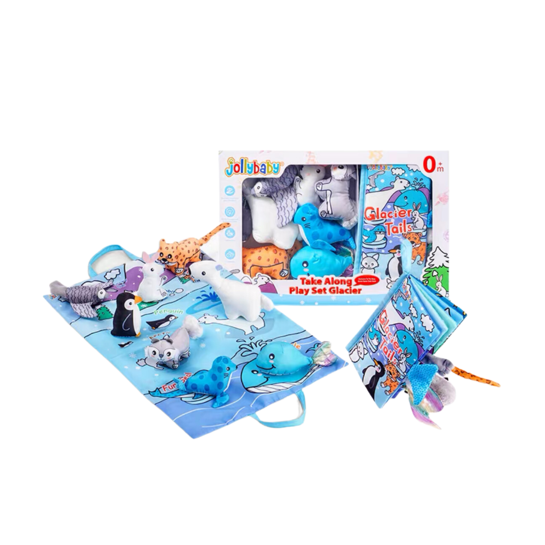 JollyBaby Take-Along Play Mat with Cloth Book - Glacier(Gift box)
