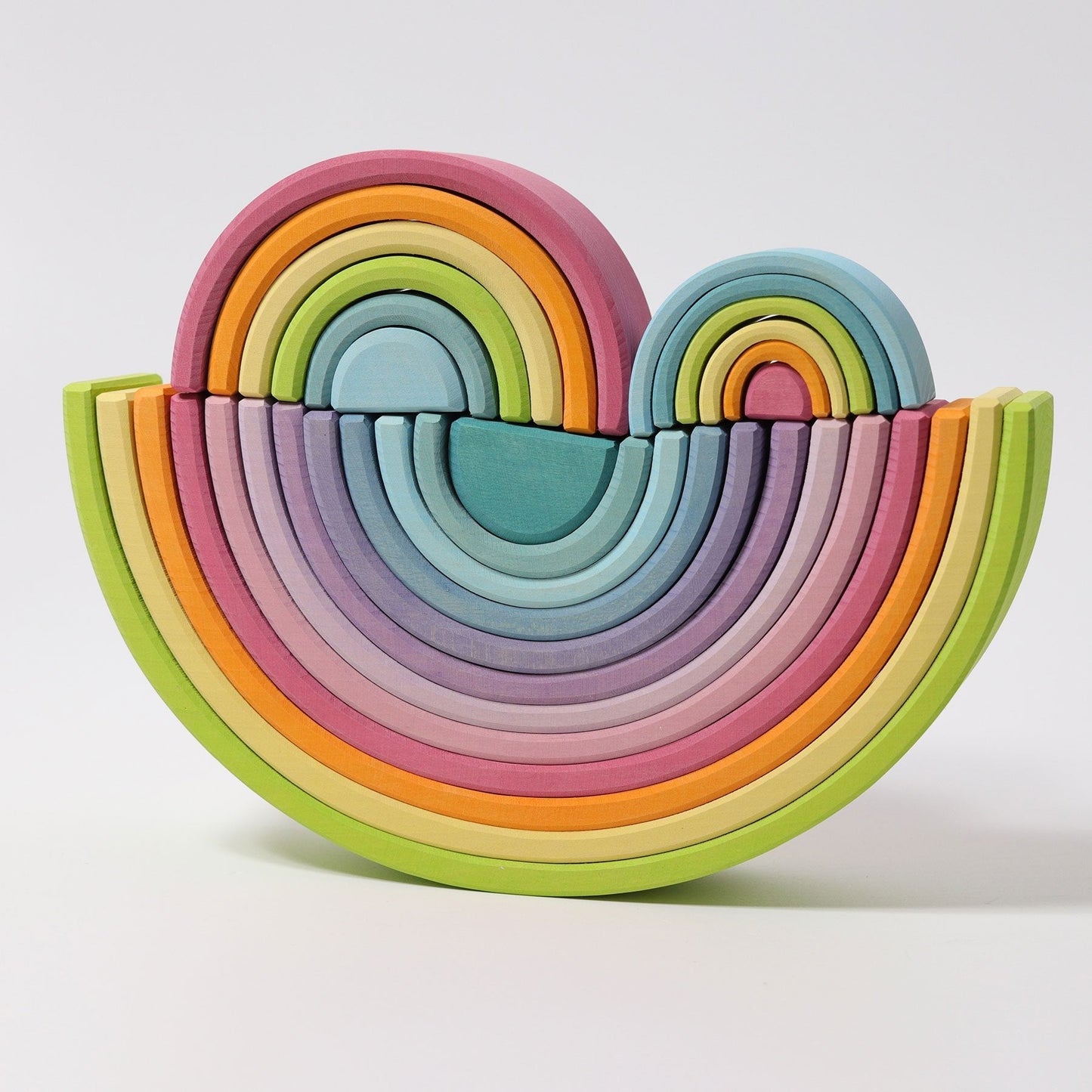 Prism Play 12 Pcs Large Wooden Rainbow Stacker - Pinewood Macaron Colour