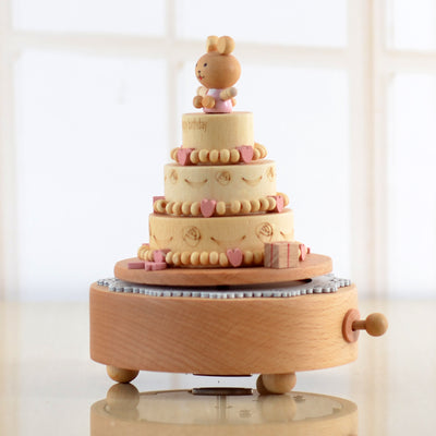 Wooden Music Box - Rotating Birthday Cake