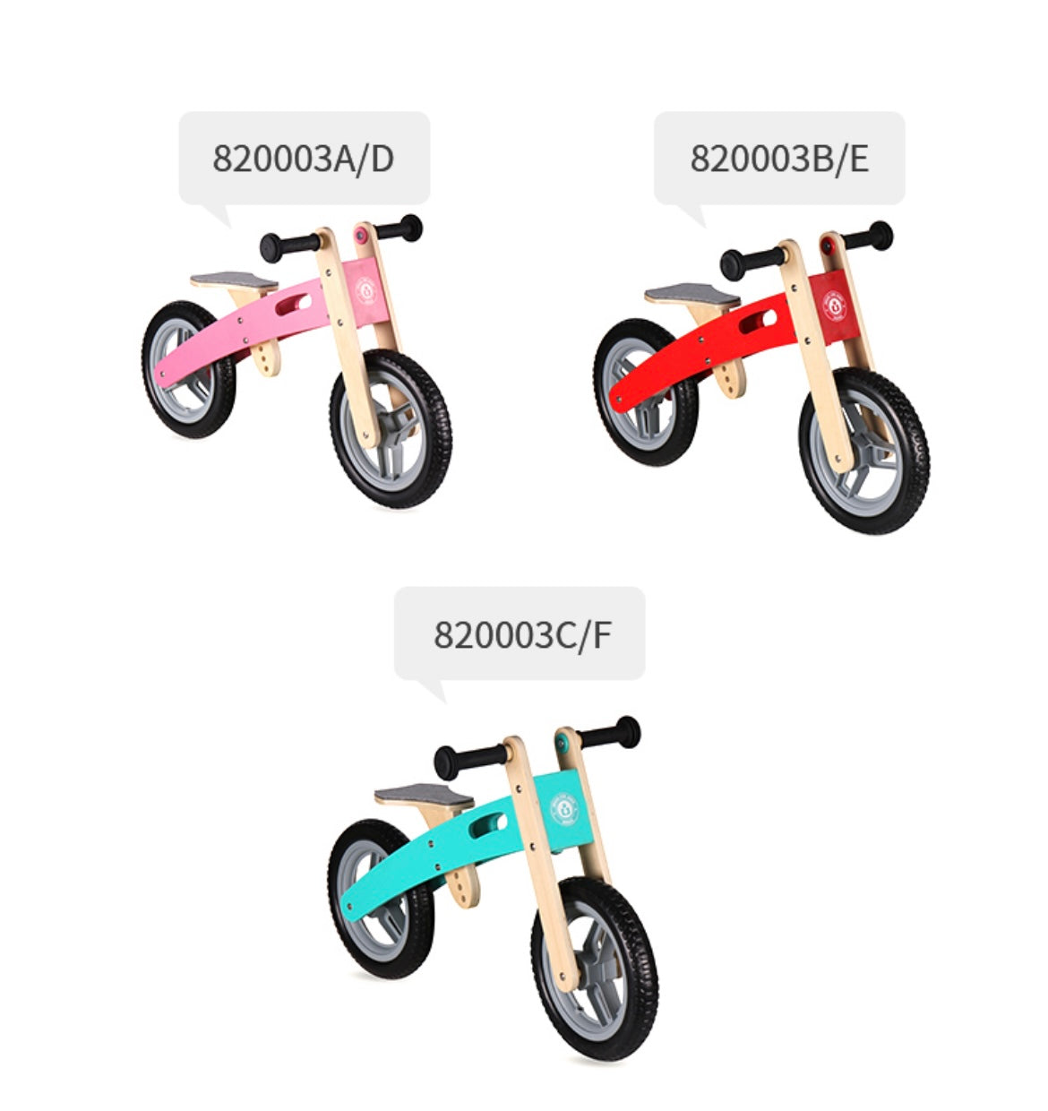 UDEAS Multifunctional Wooden Balance Bike EVA Tire - Cyan