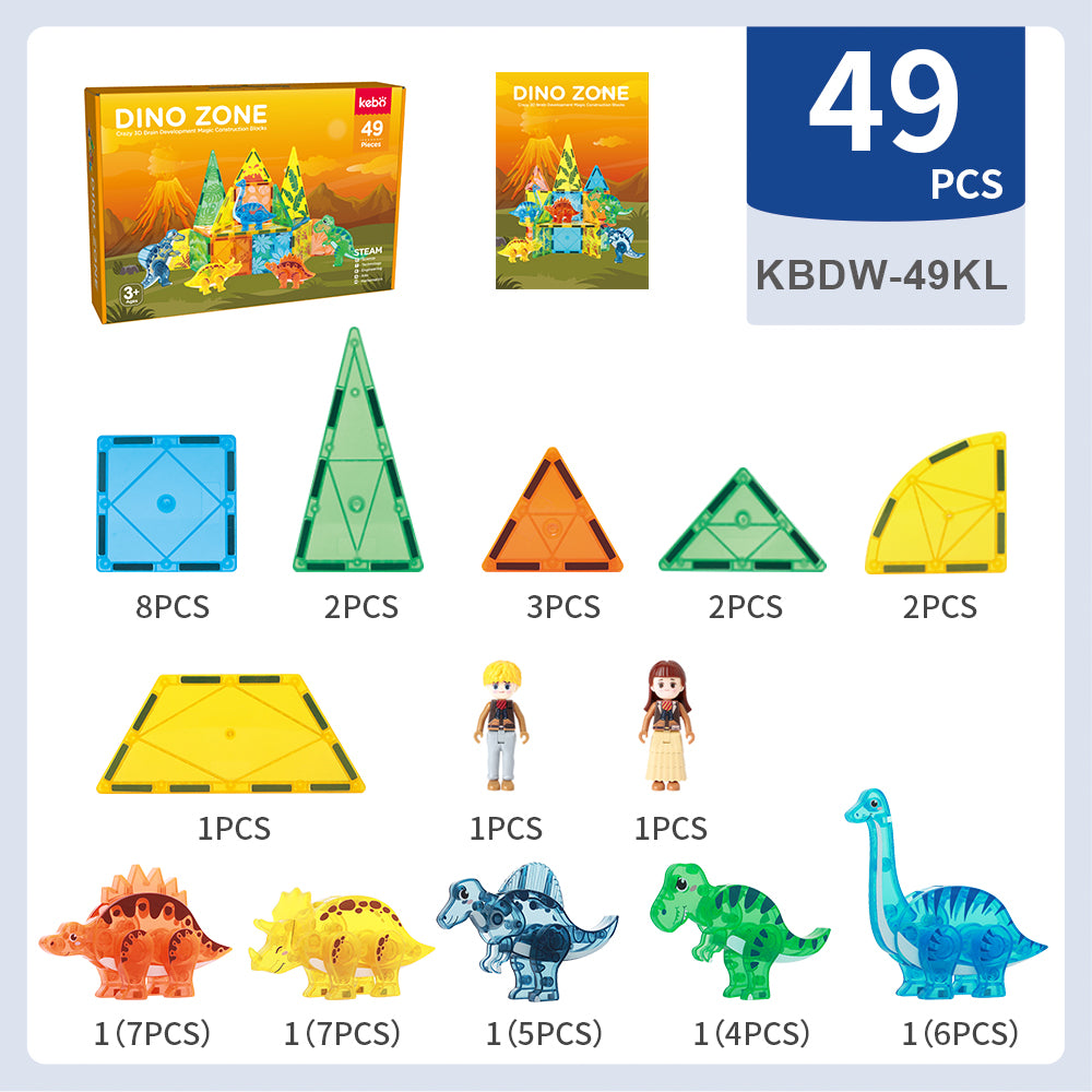 Magnetic Tiles Dino Zone 49 Pcs Set