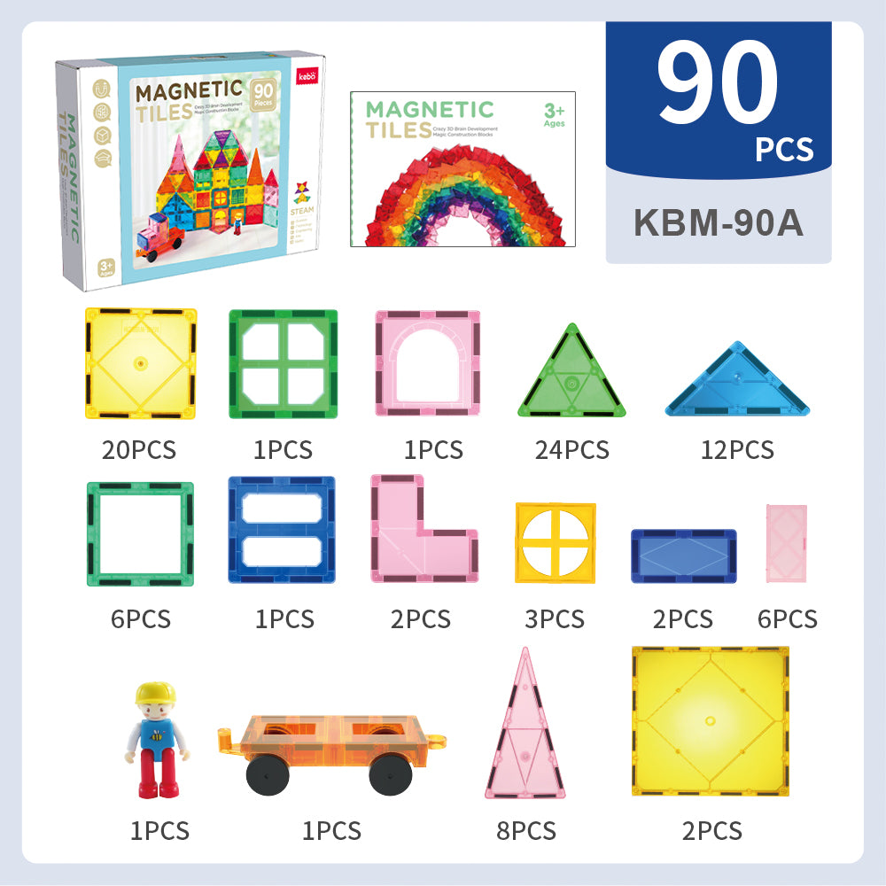 KEBO Classic Magnetic Tiles - 90 Pcs