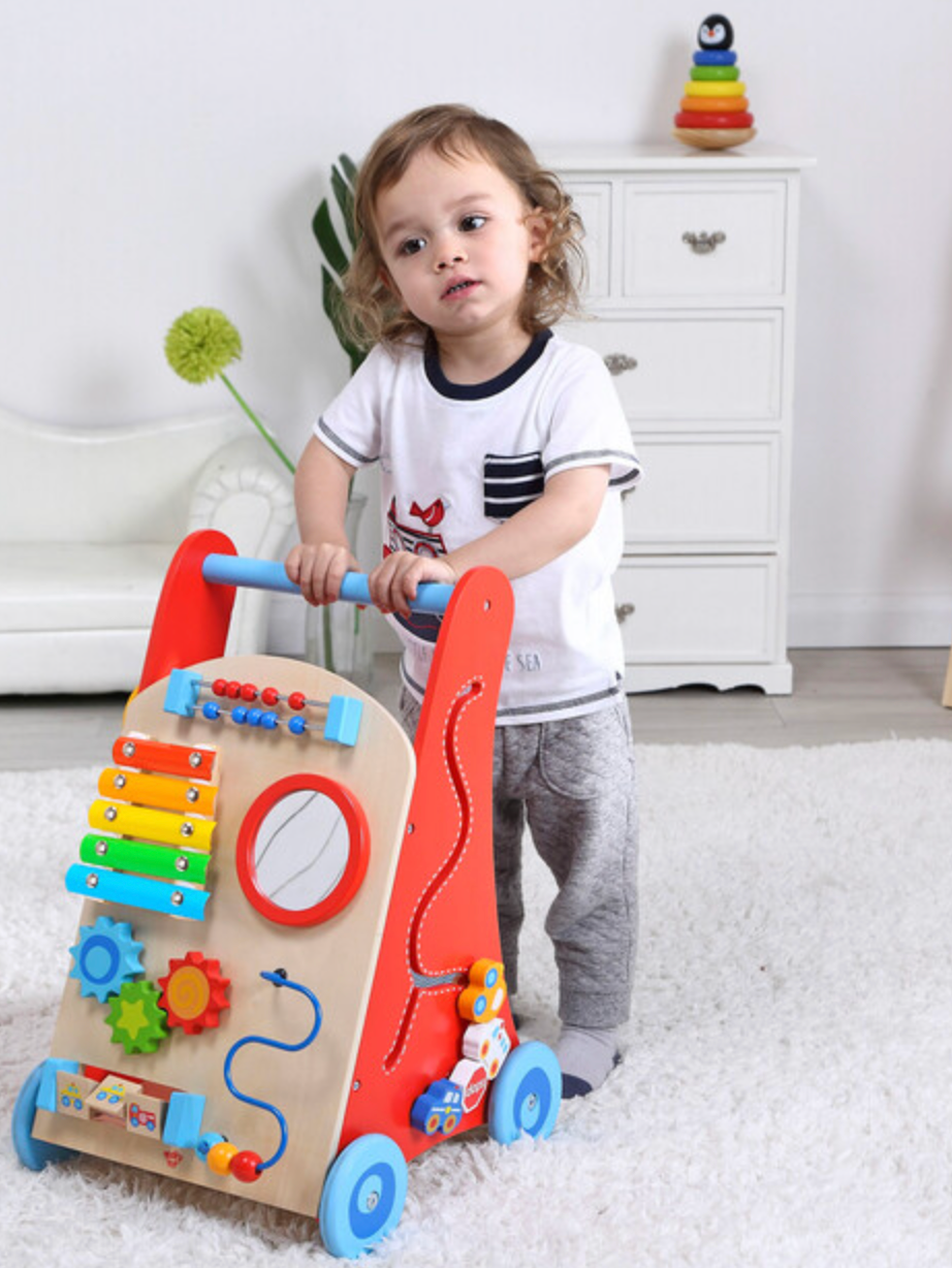 Tooky Toy Multi-Activity Wooden Baby Walker