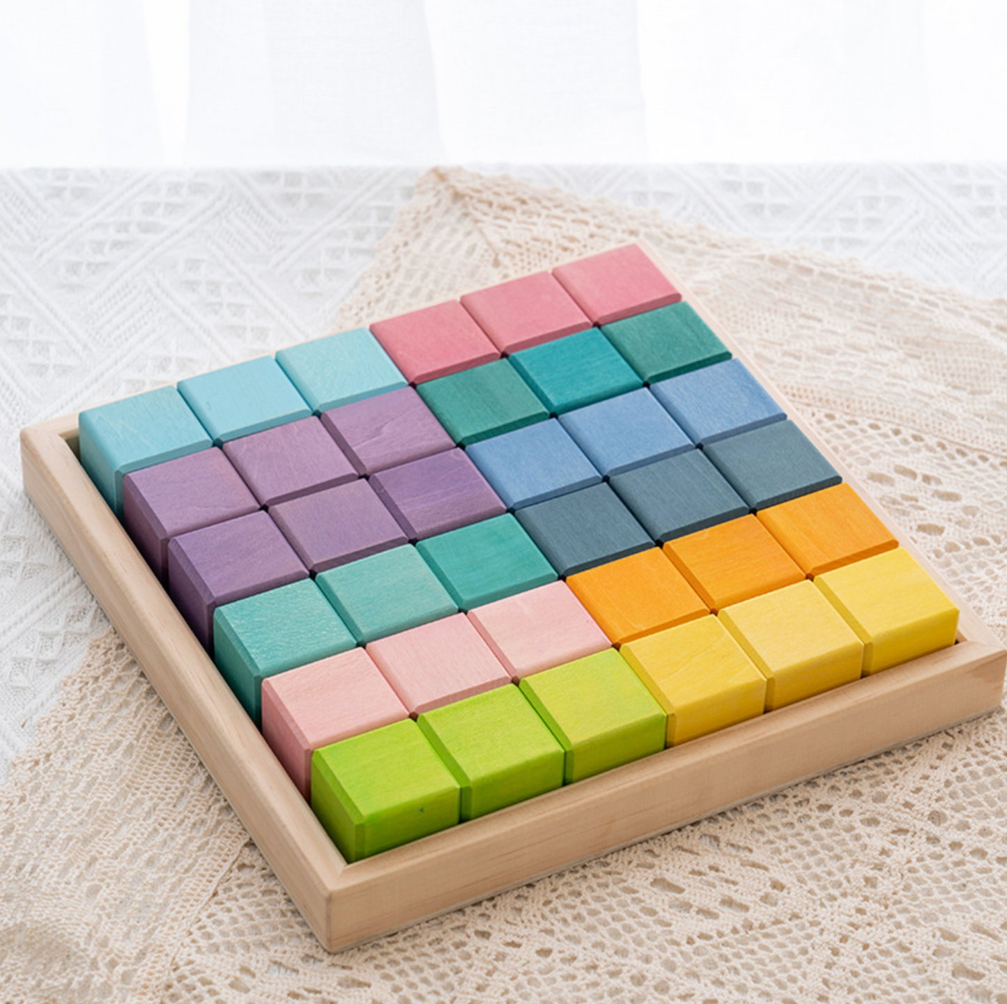 Prism Play Wooden Building blocks 36 pcs Cubic Macaron
