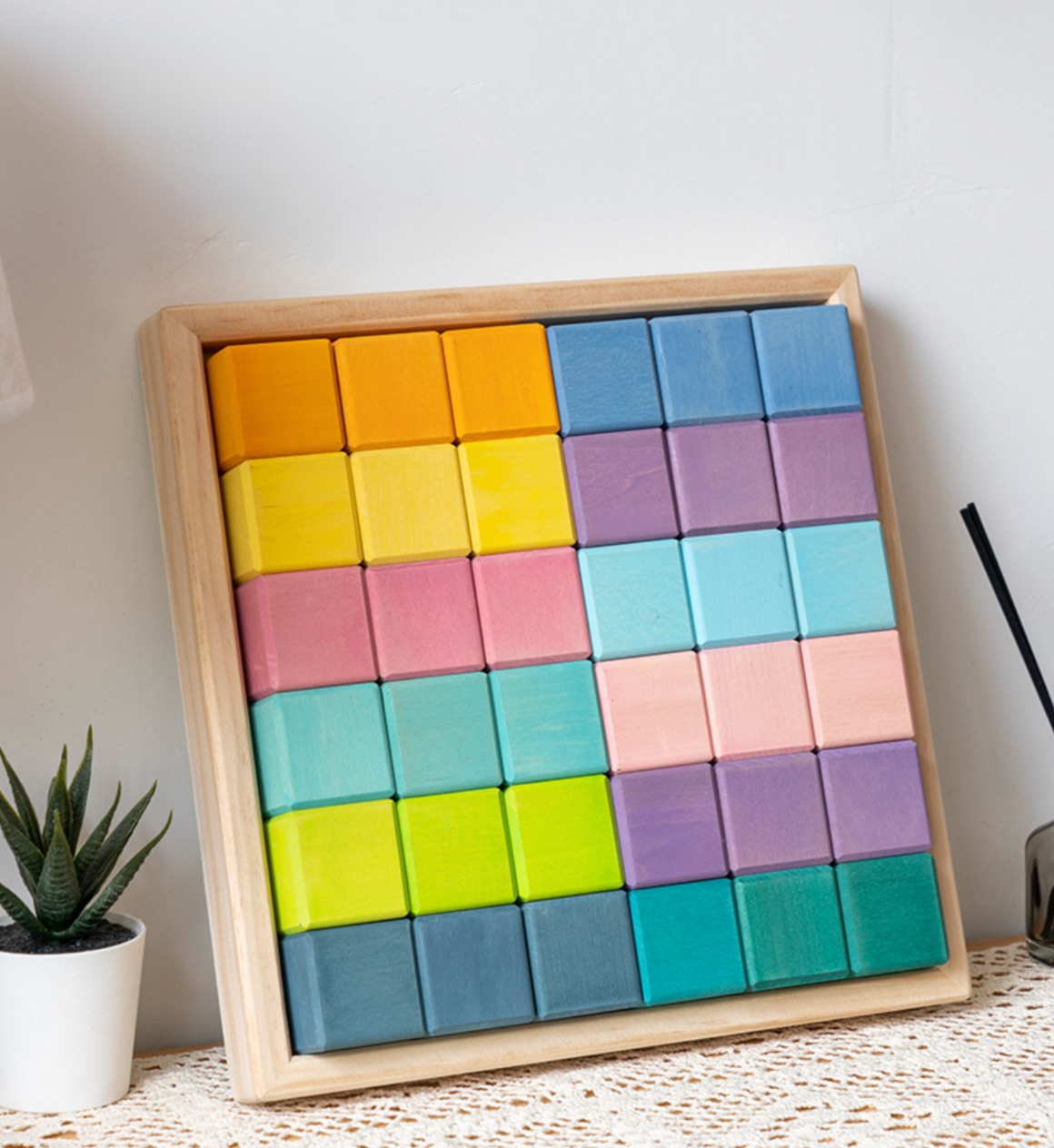 Prism Play Wooden Building blocks 36 pcs Cubic Macaron