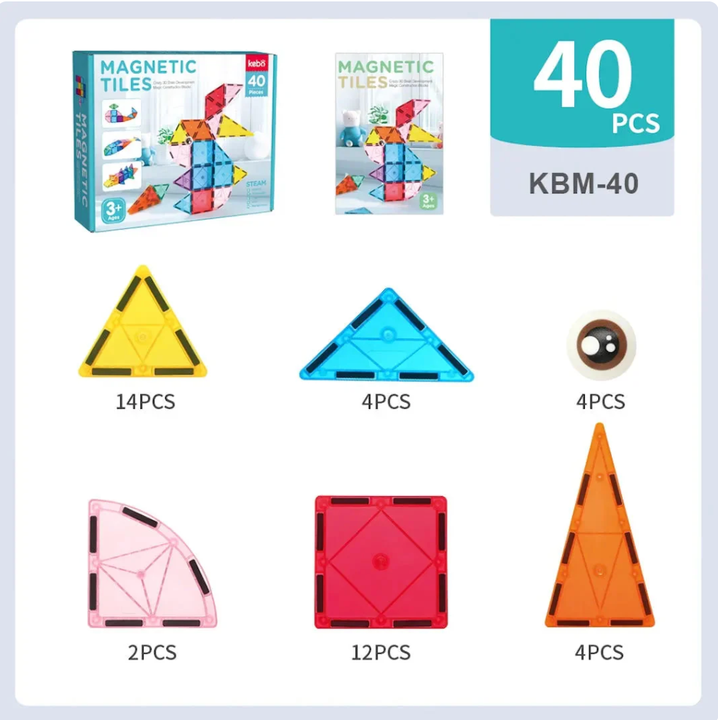 Kebo Magnetic Tiles 40-Piece Set