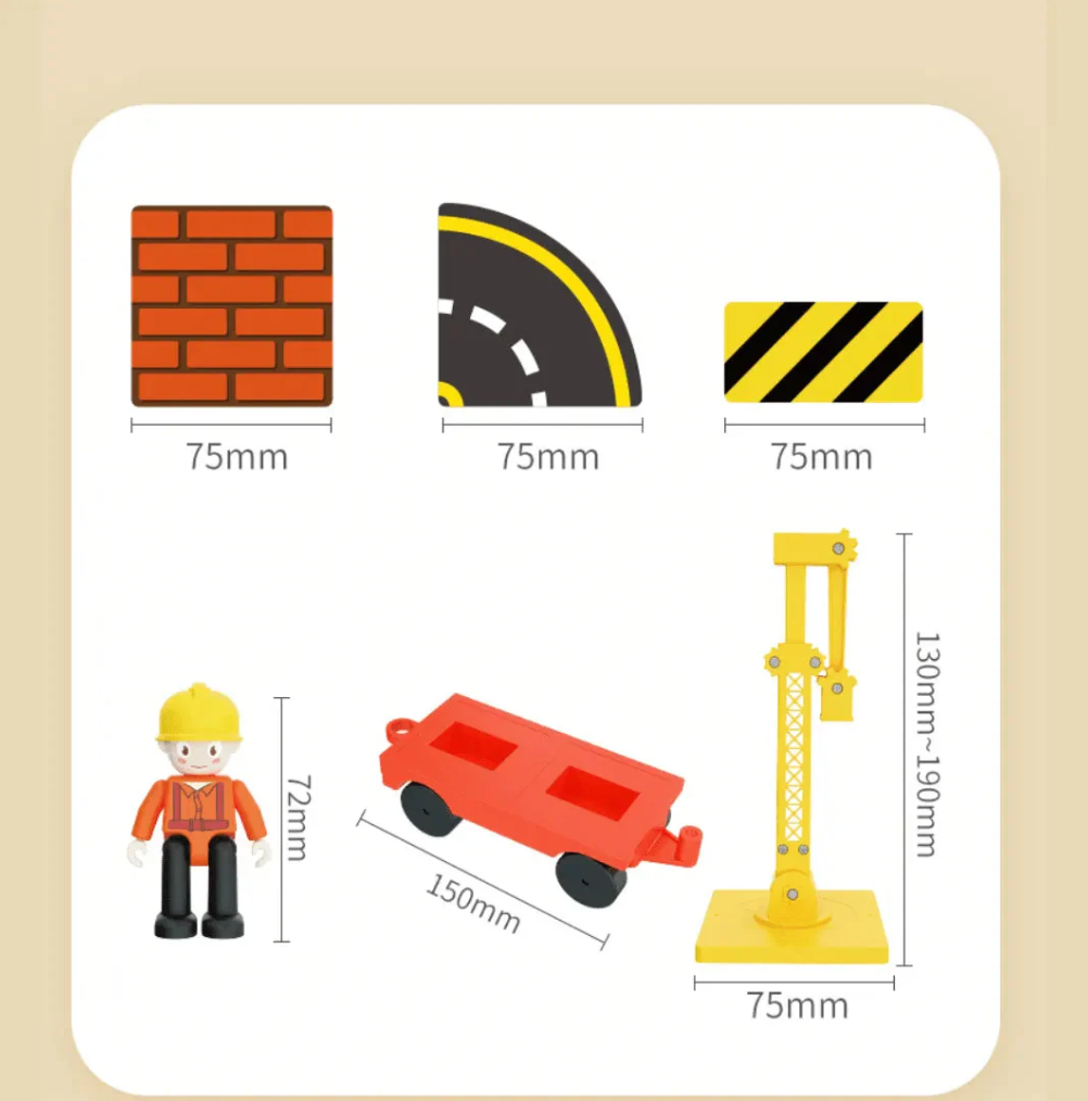 Magnetic Tiles Builder with Crane and Roads - 36 Pieces