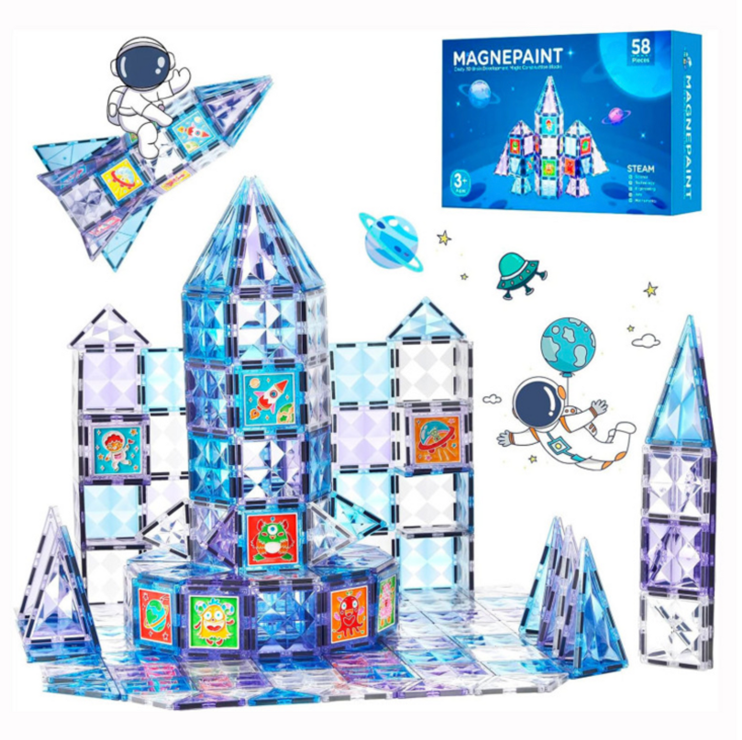 Magnetic Tiles Magnepaint - 58 Pieces