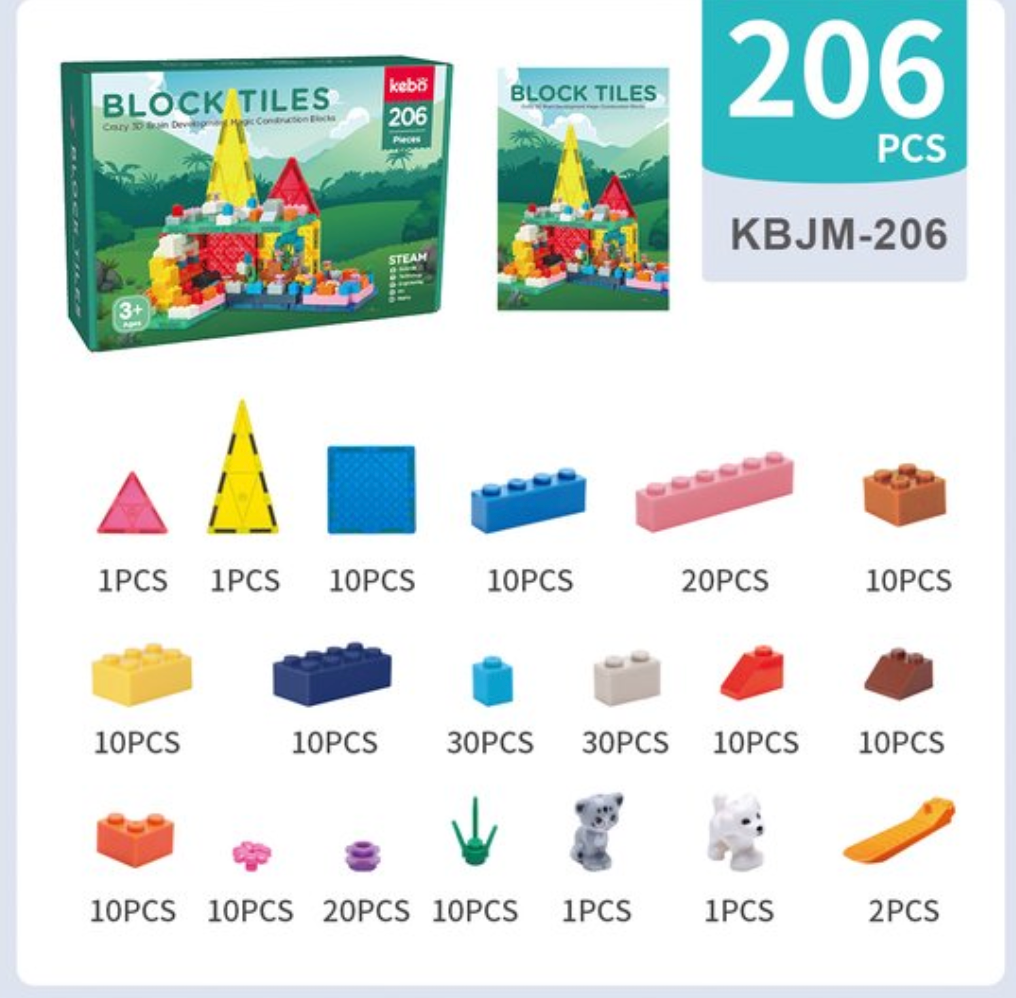 KEBO Block Tiles - 206 Pieces