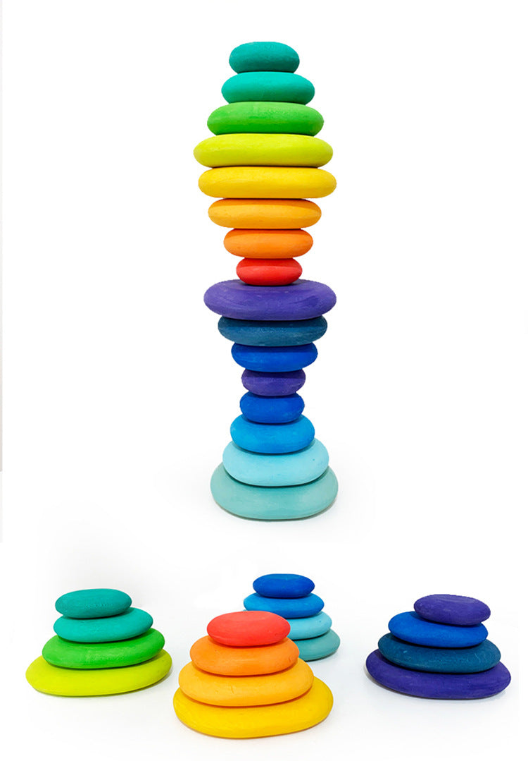 Prism Play Stacking Wooden Pebbles -16 Pcs