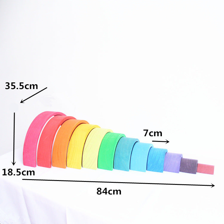 Prism Play 12 Pcs Large Wooden Rainbow Stacker - Pinewood Macaron Colour