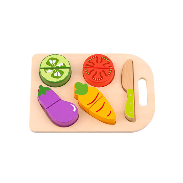Tooky Toy Wooden Cutting Vegetables Set - 10 Pcs