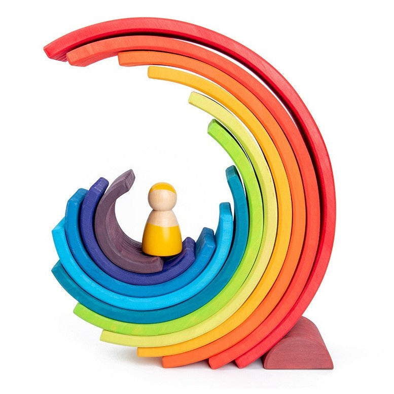 Wooden-rainbow-Kids-Toy-Rubberwood-Montessori-12-Piece-Large-Wooden-Rainbow-Stacker-Best Seller