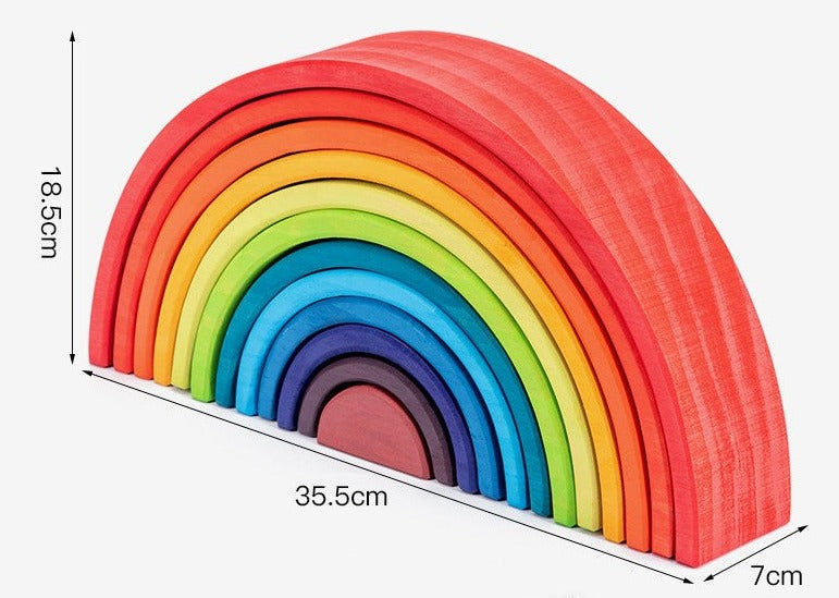 Wooden-rainbow-Kids-Toy-Rubberwood-Montessori-12-Piece-Large-Wooden-Rainbow-Stacker-Best Seller