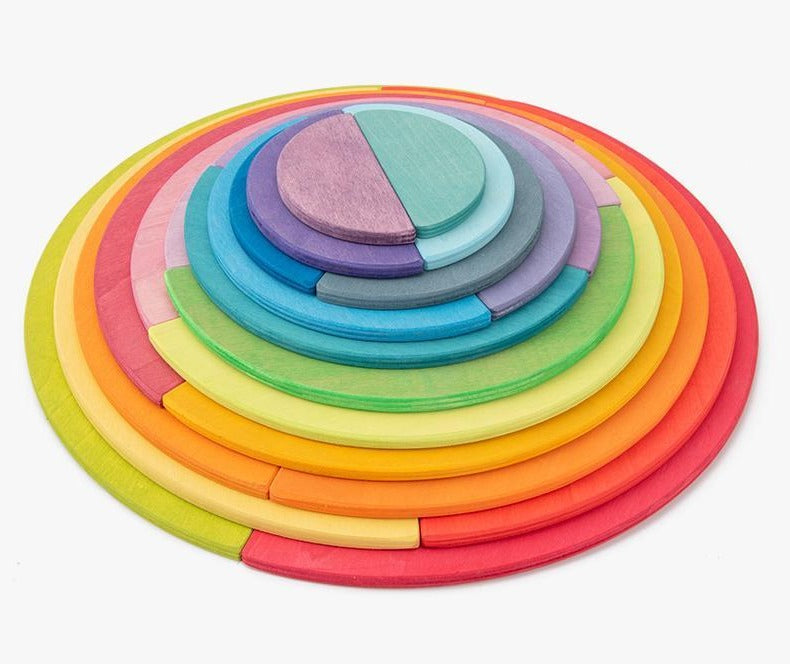 Prism Play 11 Pcs Wooden Semicircle Platform Building Set - Macaron Colour