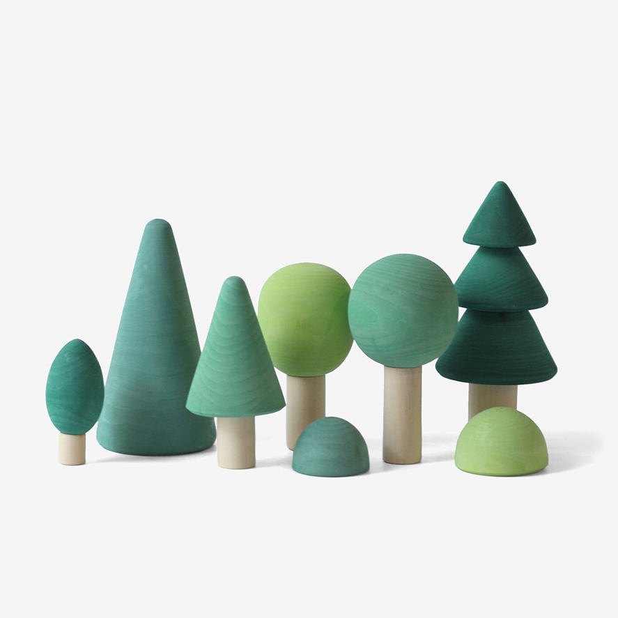 8 Pcs Wooden Rainbow Forest/Tree Set