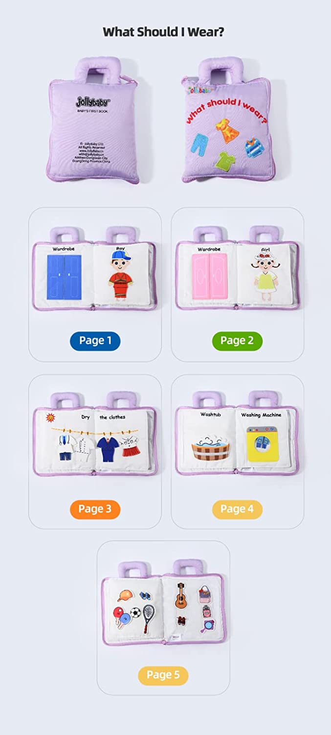 Jollybaby What Should Wear -Quiet Book, Busy Book Montessori Toddler Activity Book