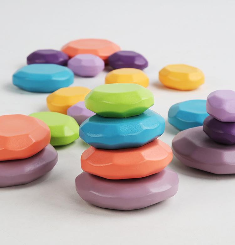 21 Pcs Rainbow Stacking Stones - Cobblestone