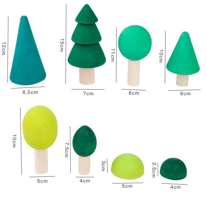 8 Pcs Wooden Rainbow Forest/Tree Set