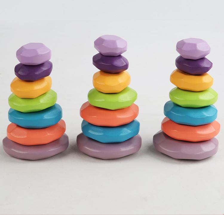 21 Pcs Rainbow Stacking Stones - Cobblestone