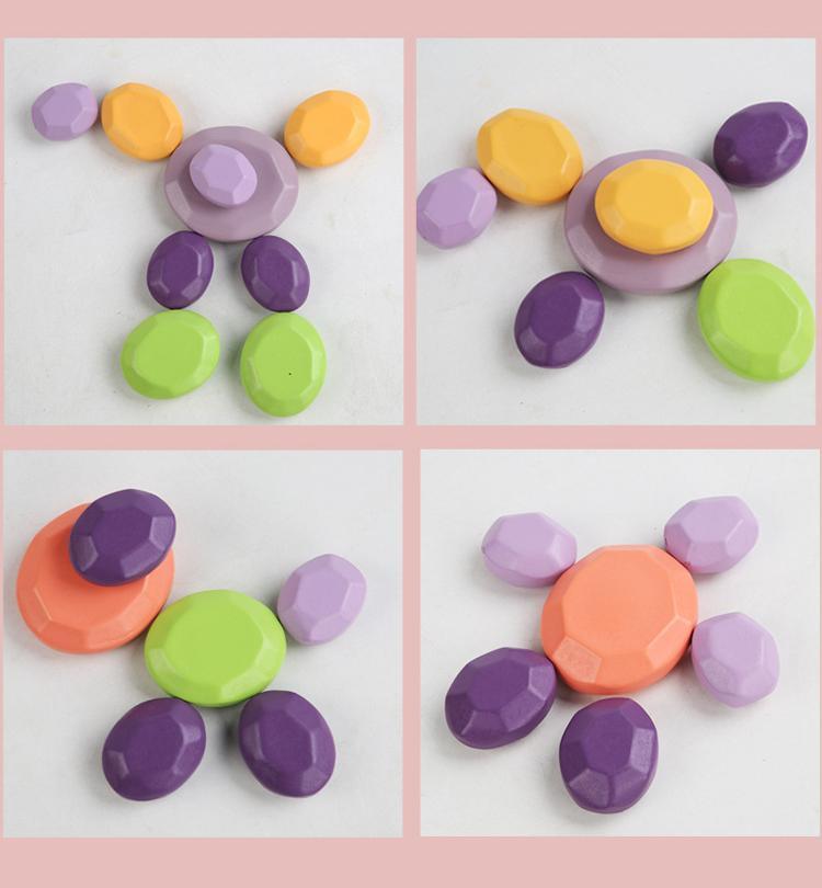21 Pcs Rainbow Stacking Stones - Cobblestone