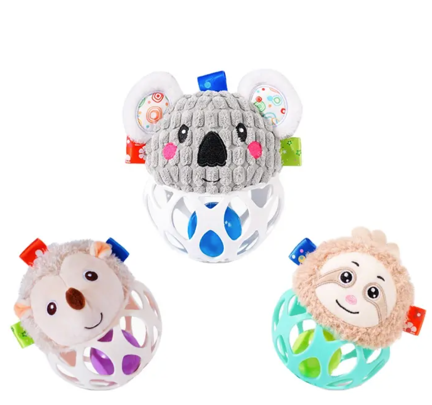 Jollybaby Baby Animal Soft Rattle Toy Plush & Silicon - Slot Hedgehog Koala