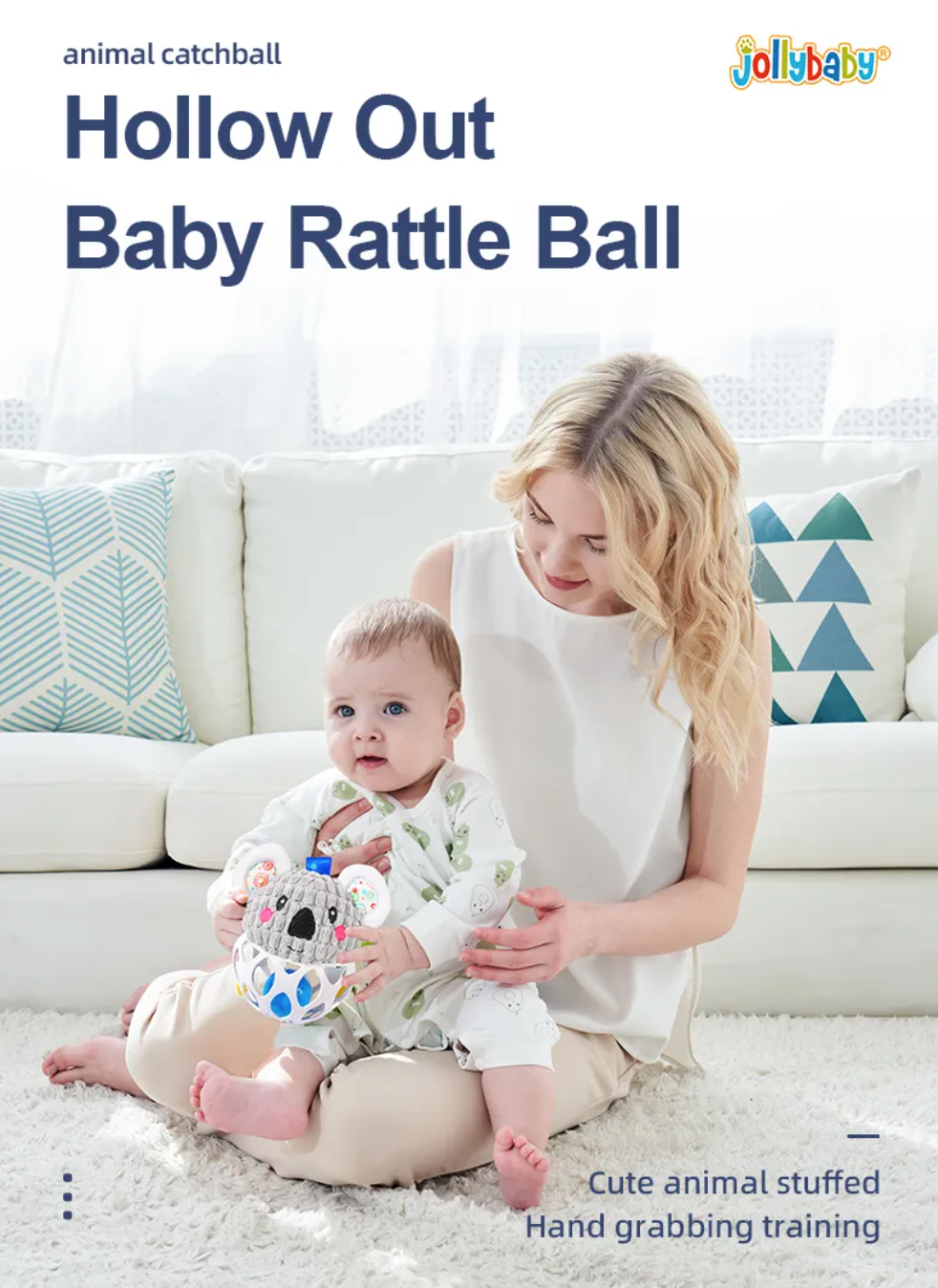 Jollybaby Baby Animal Soft Rattle Toy Plush & Silicon - Slot Hedgehog Koala