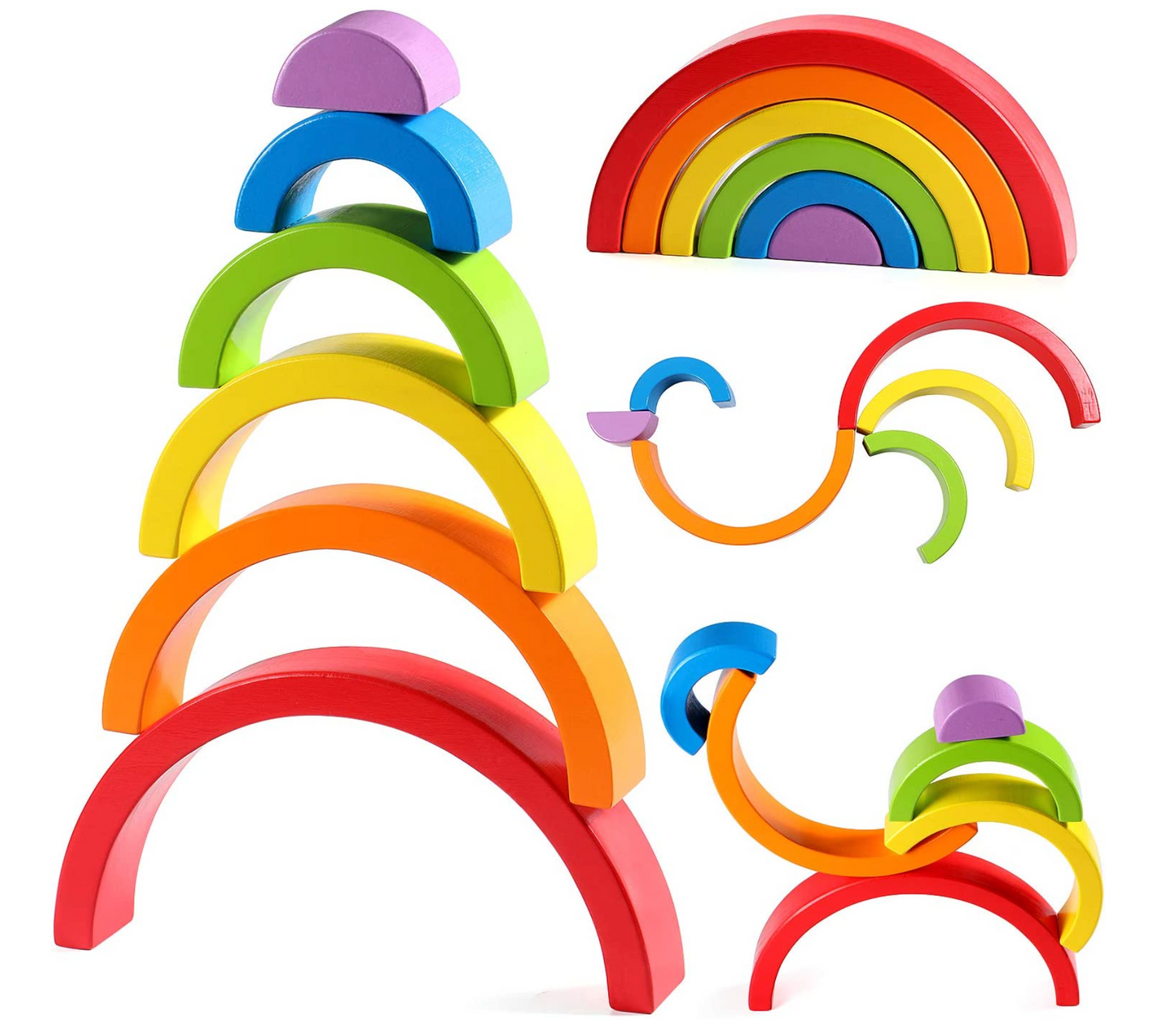 Small Wooden Rainbow - 6pcs- Lime wood