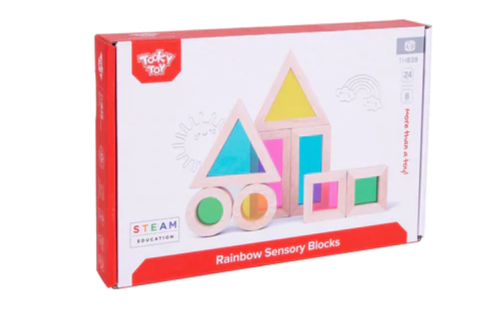 Tooky Toy Wooden Window Sensory Blocks - 8 Pcs