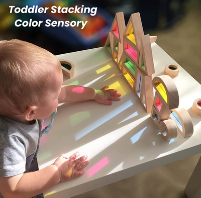 Tooky Toy Wooden Window Sensory Blocks - 8 Pcs