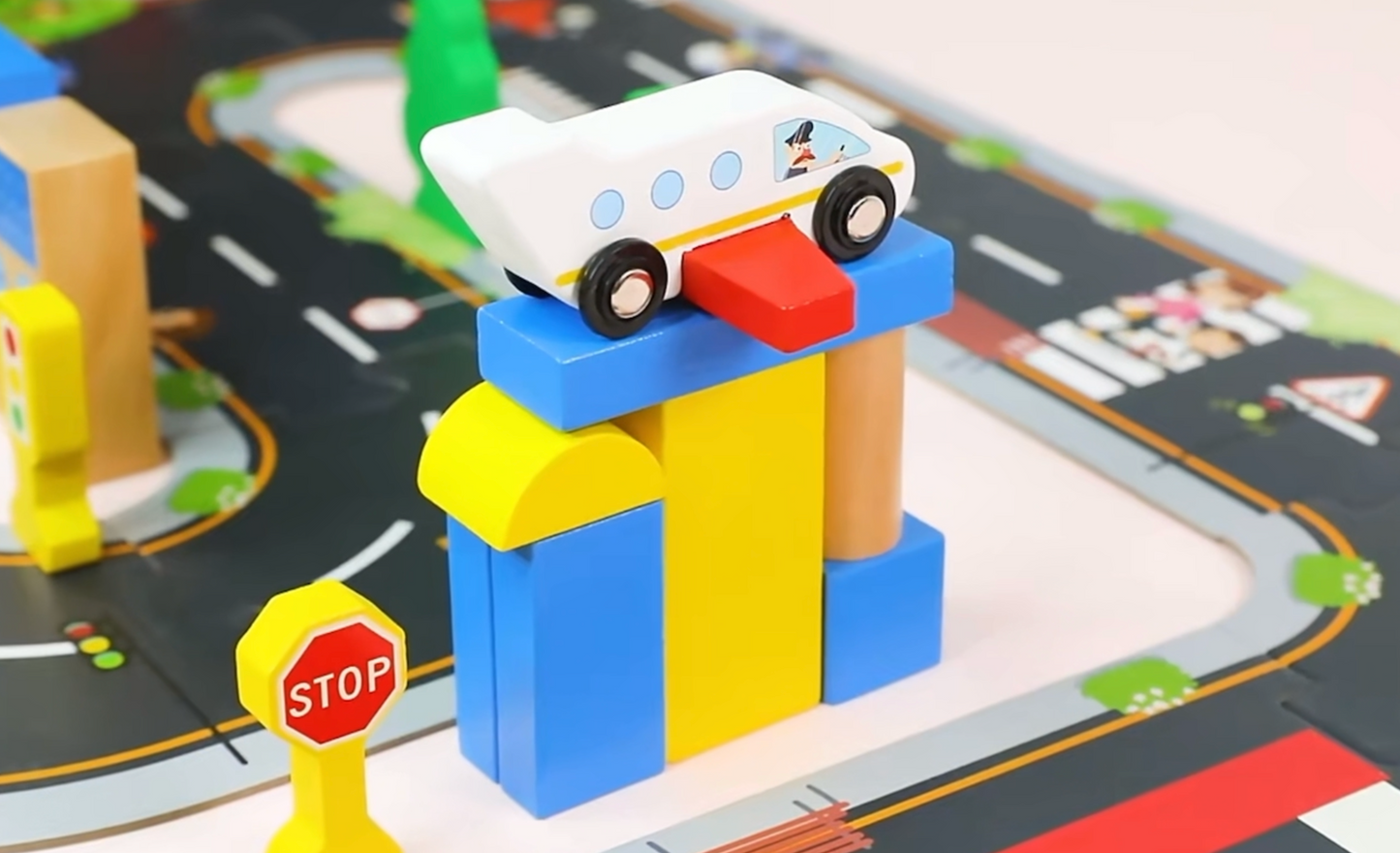 Super Combo! TookyToy 50 Pcs City Block + 21 Pcs City Cardboard Floor Puzzle