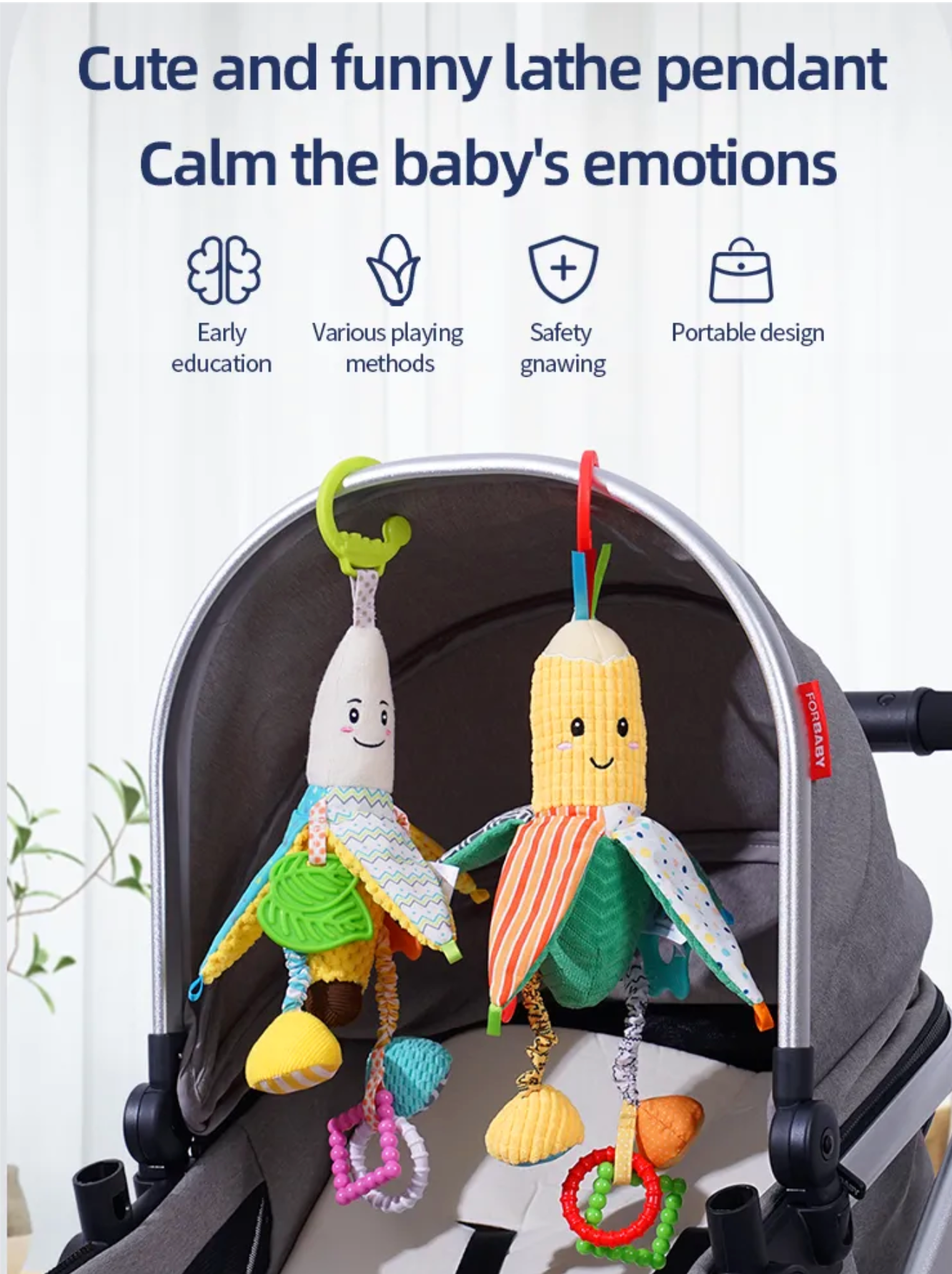 Jollybaby Soft Corn Hanging Toy with Teether - 41cm
