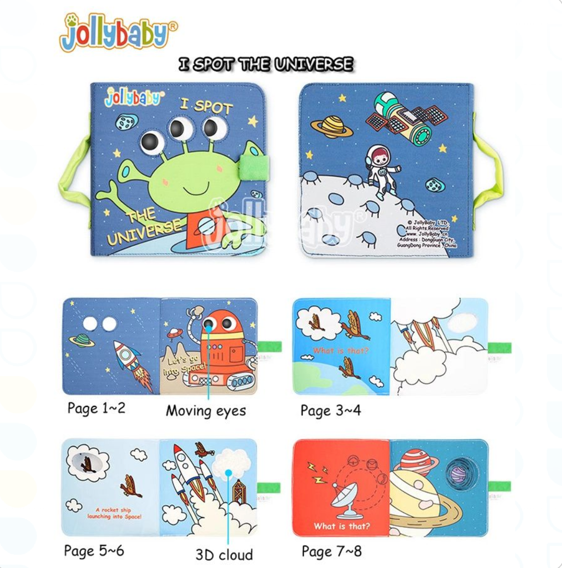 Jollybaby Cloth Activity Book - I Spot the Universe - 22 Pages