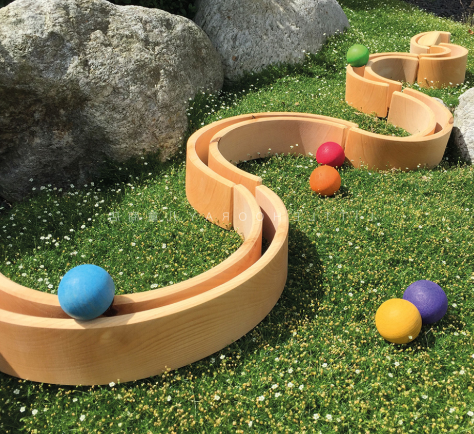 Prism Play Rubberwood 12 Pcs Large Rainbow Stacker -Naturally Colour Unvarnished